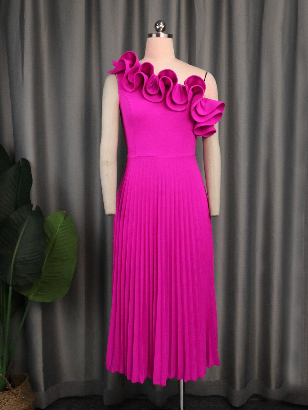 ONTINVA Pink Pleated Party Dresses A Line