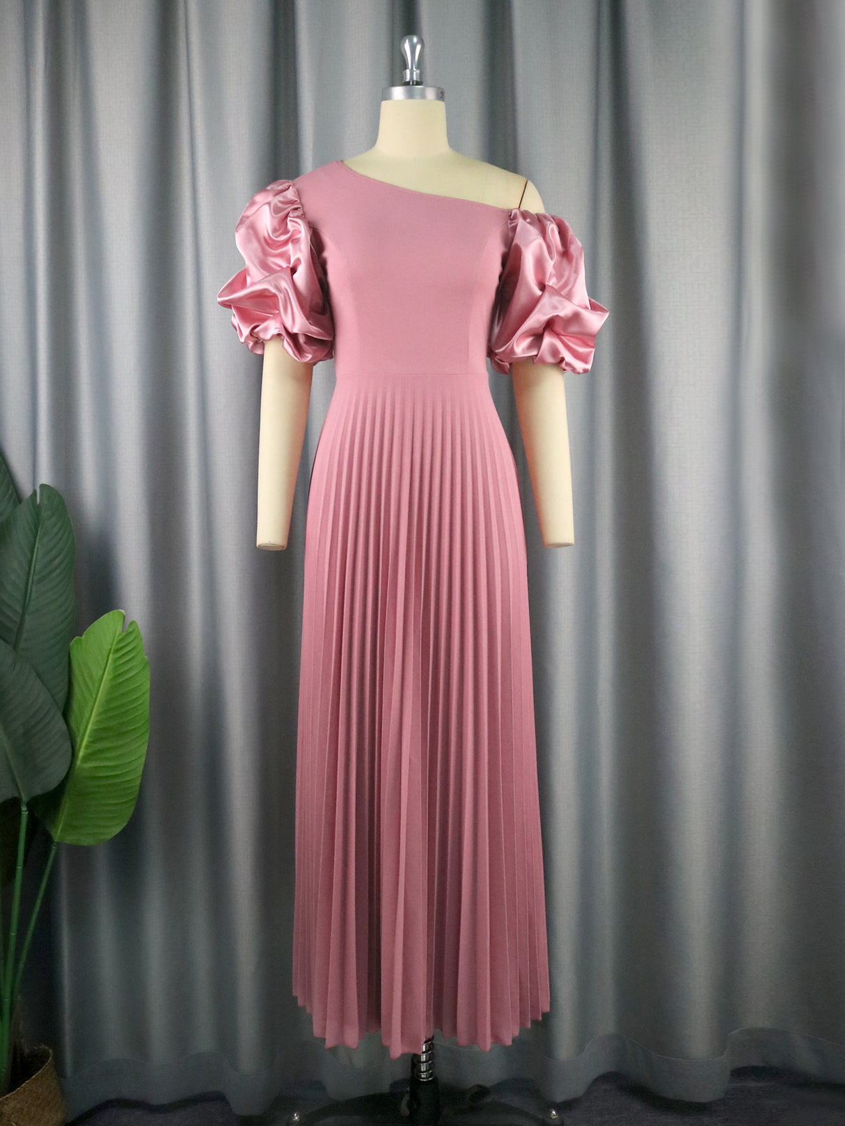 ONTINVA Pink Pleated Party Dresses A Line