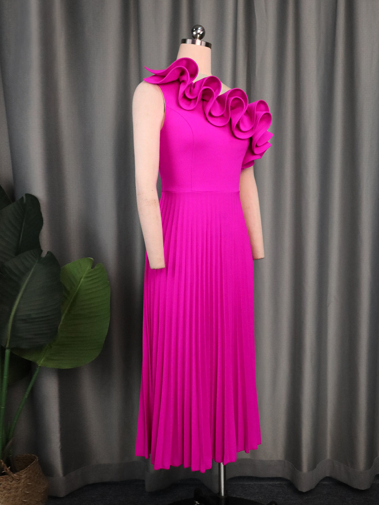 ONTINVA Pink Pleated Party Dresses A Line
