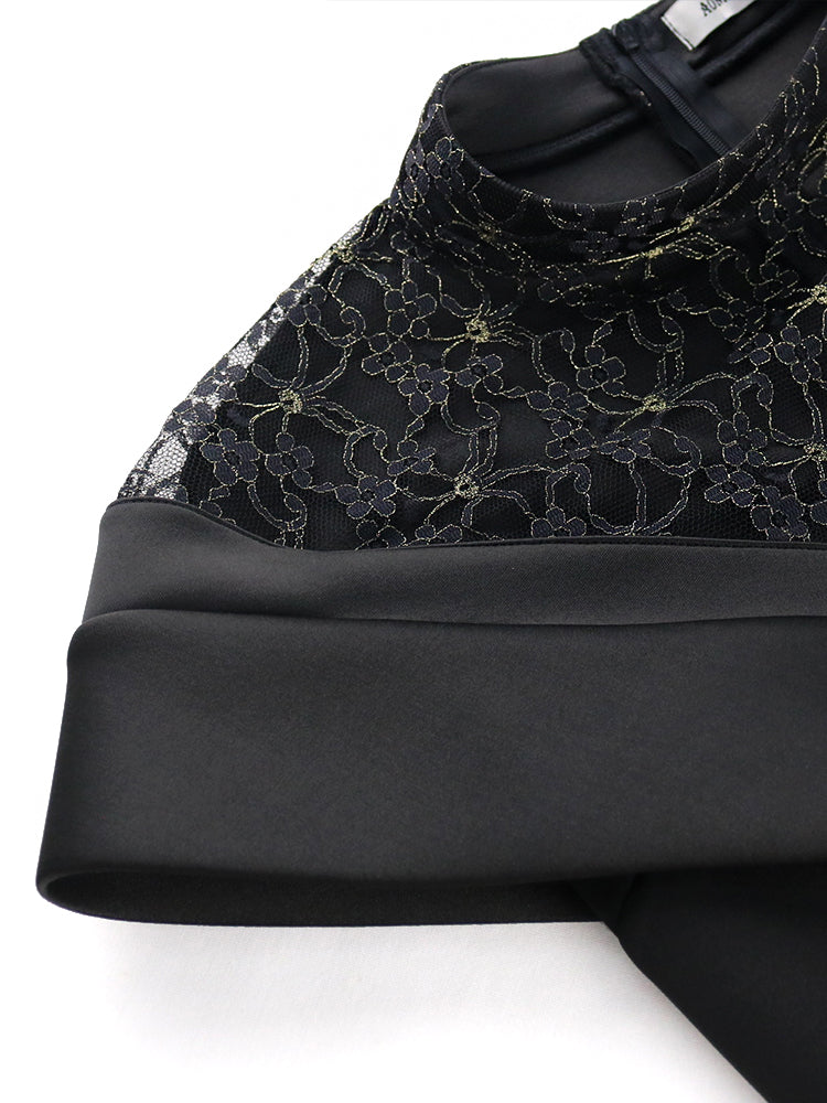 AOMEIDRESS Lace Patchwork Dress Long Elegant High Slit Bodycon for Women Party