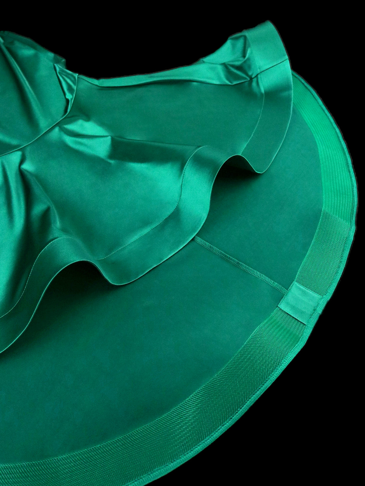 Green Satin Dresses V Neck Cut Out Long Flare Sleeve Boydcon Irregular Ruffles Mermaid Evening Cocktail Party Outfits for Women