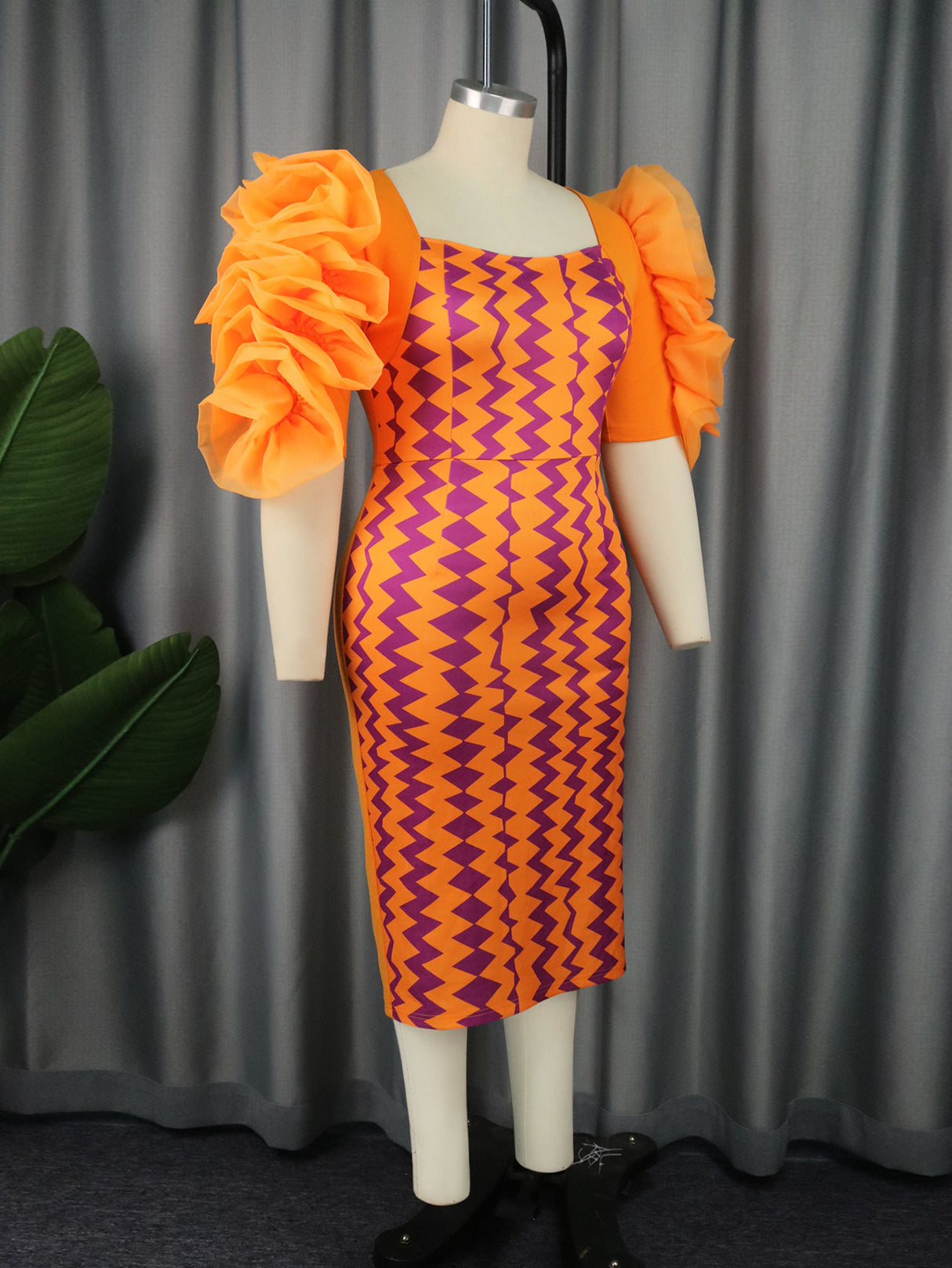 ONTINVA Floral Patchwork Mesh Ruffles Party Dresses