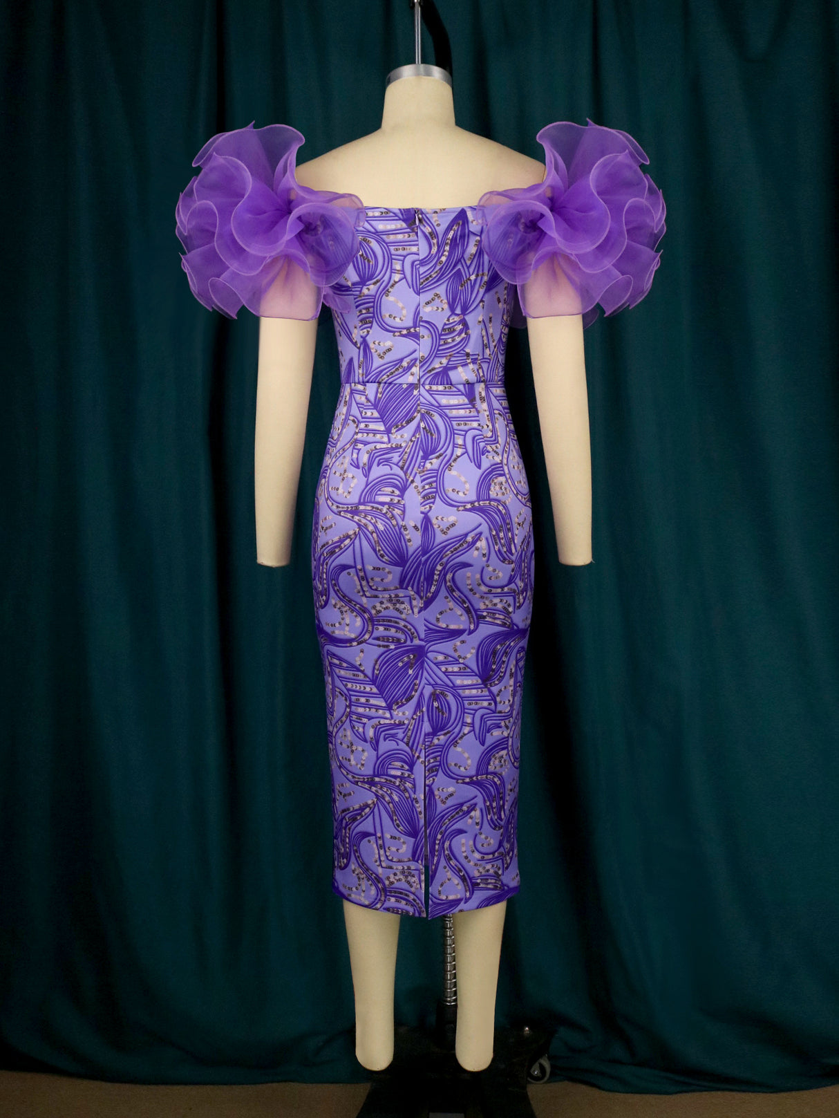 ONTINVA Purple Print Midi Dresses for Women Flower Short Sleeve Floral African Gowns Bodycon Evening Cocktail Event Party Outfits 4XL