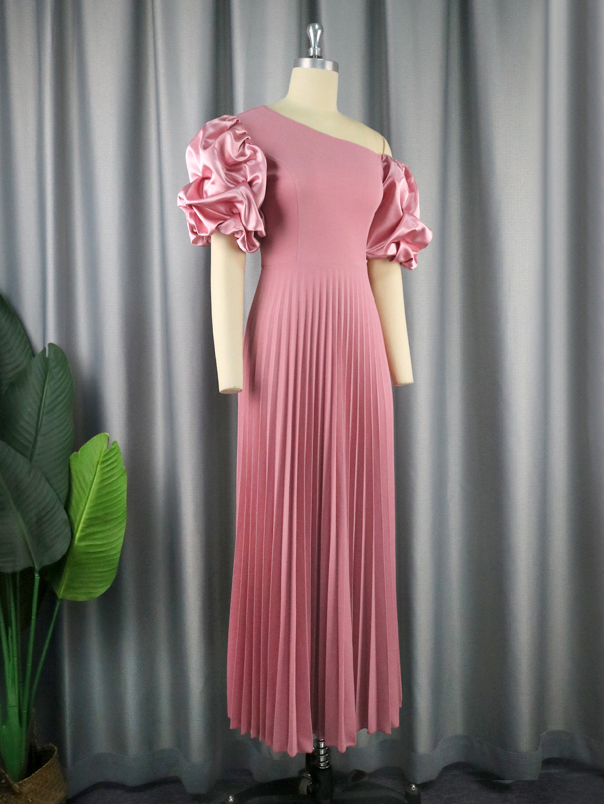 ONTINVA Pink Pleated Party Dresses A Line