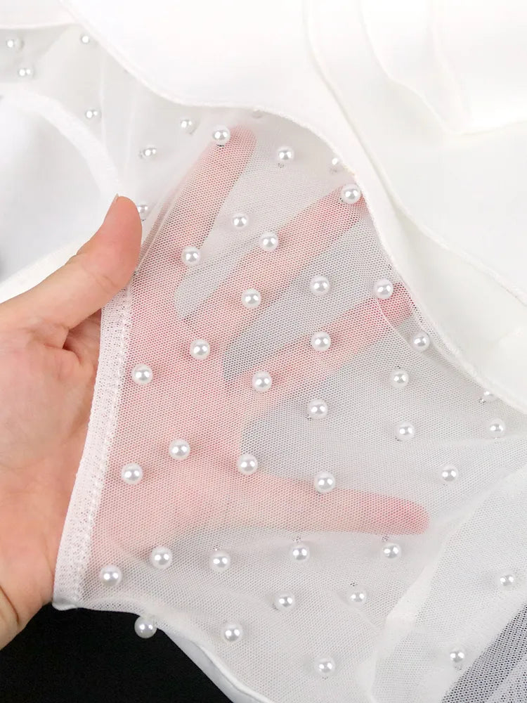 ONTINVA O Neck Long Sleeve Beading Empire Bodycon Dress