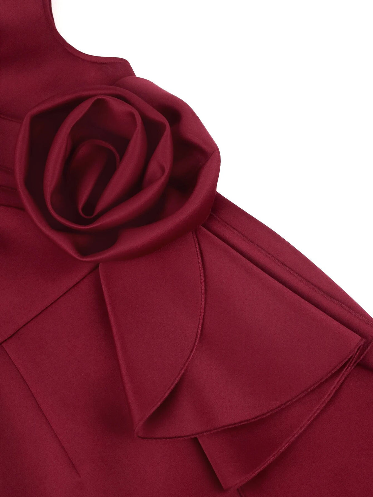 ONTINVA Burgundy O Neck Sleeveless Bodycom Flower Dress