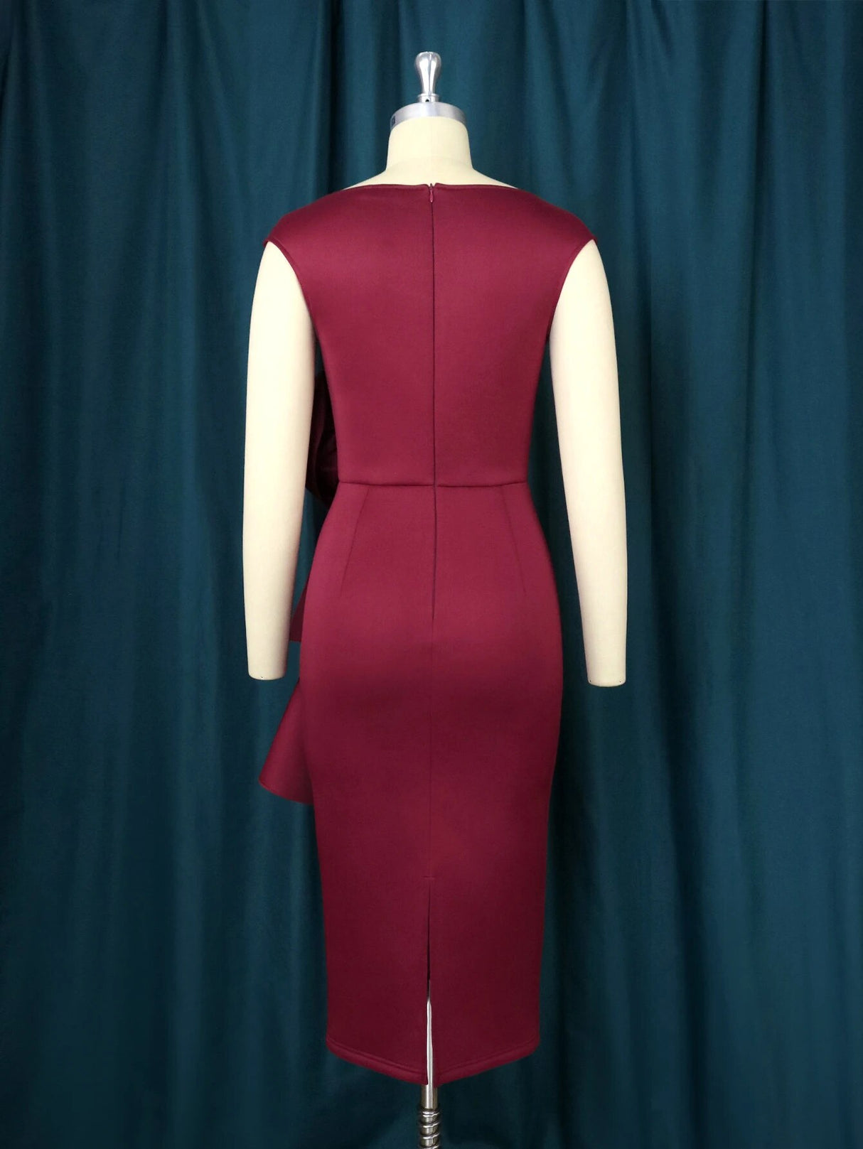 ONTINVA Burgundy O Neck Sleeveless Bodycom Flower Dress
