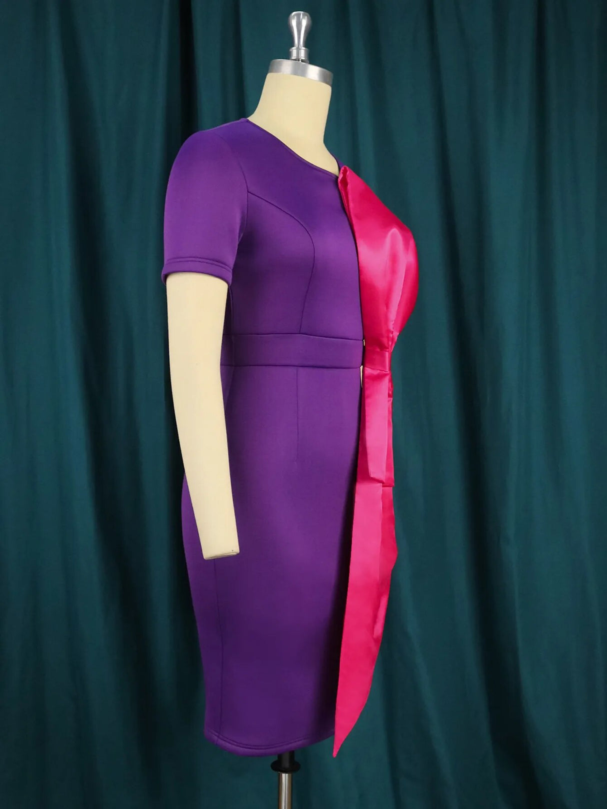 ONTINVA Purple O Neck Bowtie Sexy Bodycon Dress Women