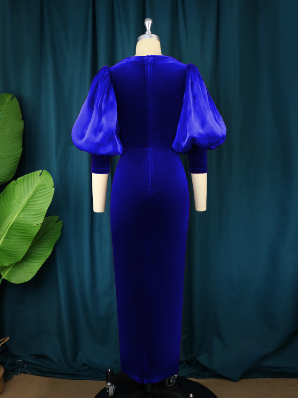 ONTINVA V-Neck Velvet Vintage Party Dress