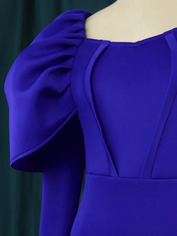 ONTINVA Off Shoulder Long Sleeve Blue Maxi Bodycon Dresses