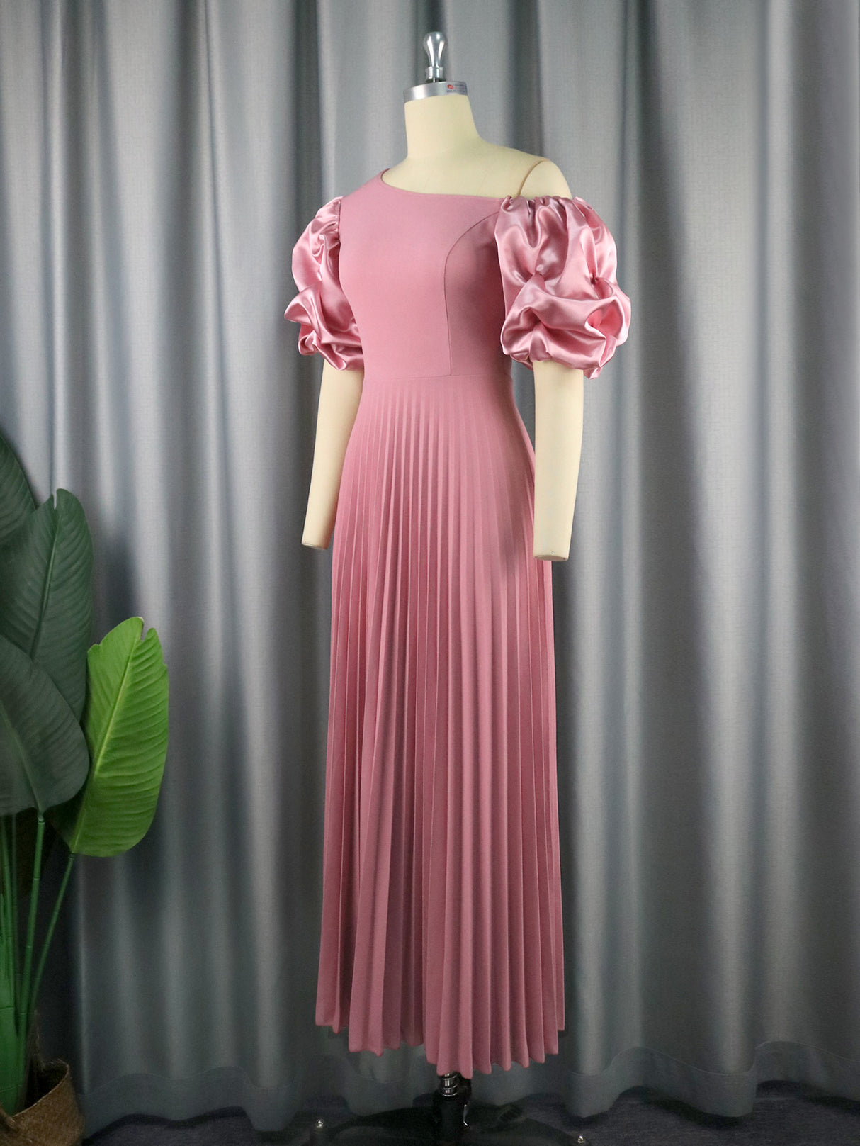 ONTINVA Pink Pleated Party Dresses A Line