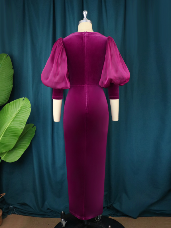 ONTINVA V-Neck Velvet Vintage Party Dress