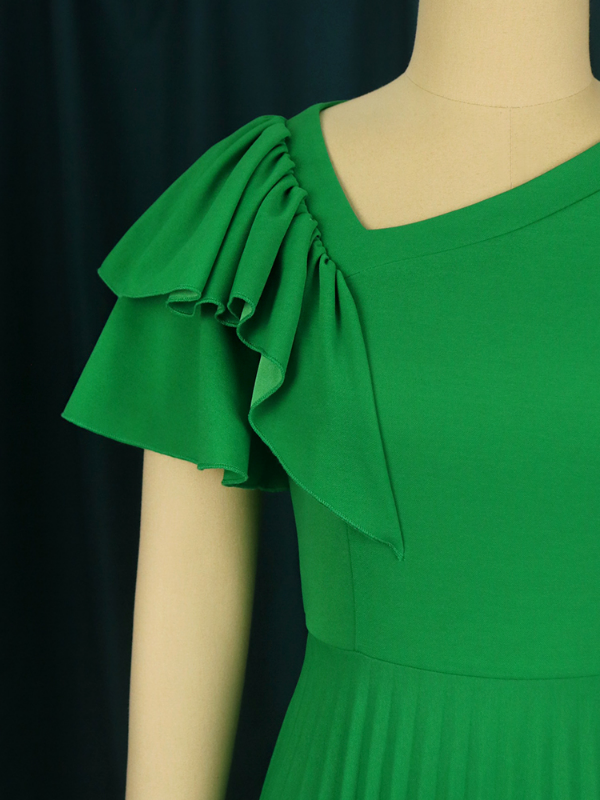 ONTINVA Women Pleated A Line Midi Dresses For Office Lady