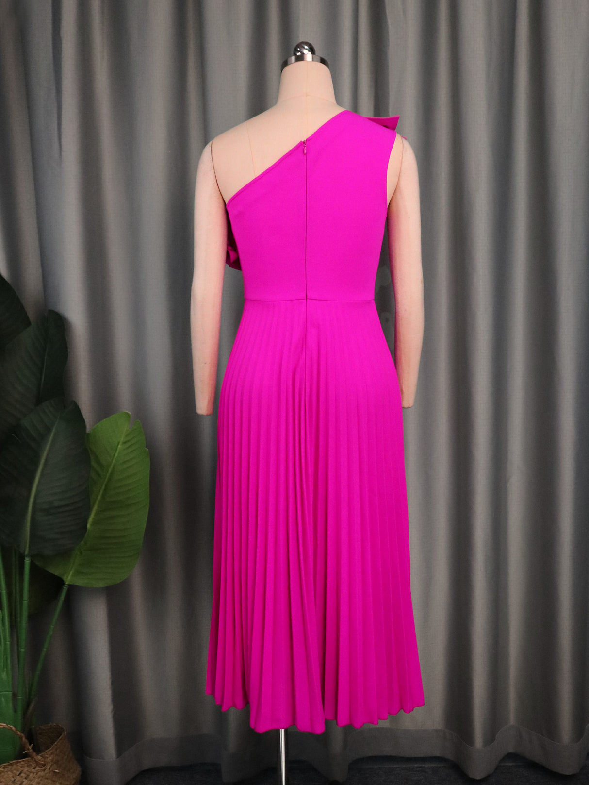 ONTINVA Pink Pleated Party Dresses A Line