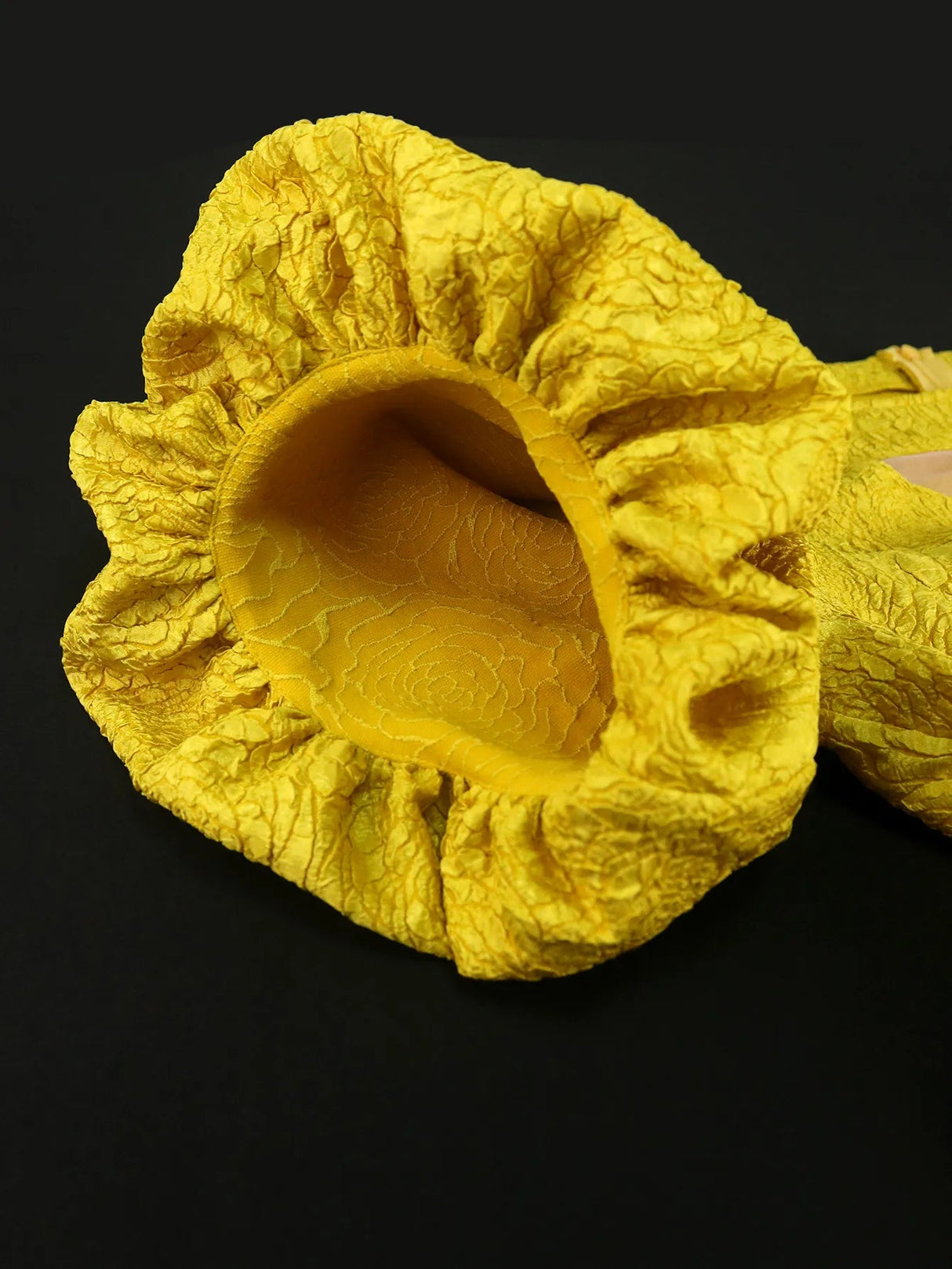 ONTINVA Jacquard Puff Sleeve Cut Out See Through A Line Dresses