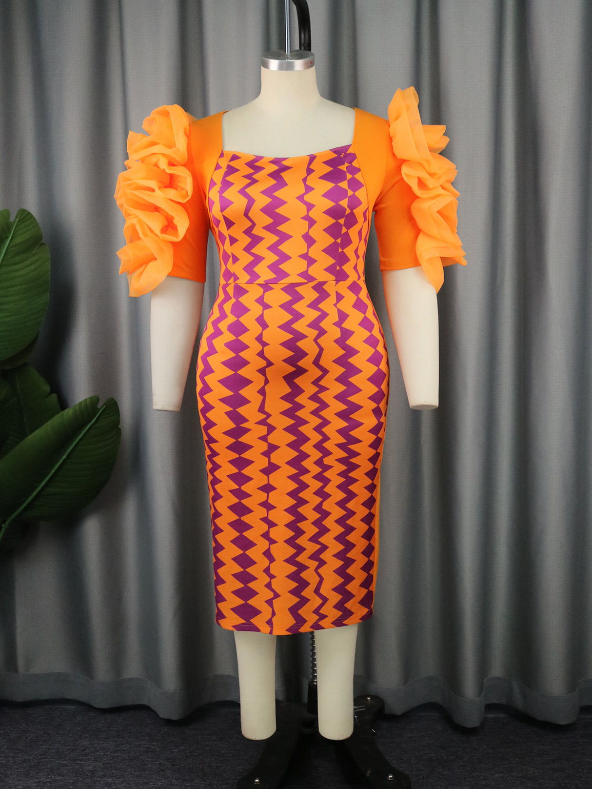 ONTINVA Floral Patchwork Mesh Ruffles Party Dresses