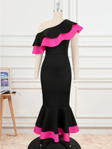 ONTINVA Party Dress Women Christmas 4XL Bodycon Mermaid Ruffles Off Shoulder Rose Black Midi Elegant African Birthday Event Gowns