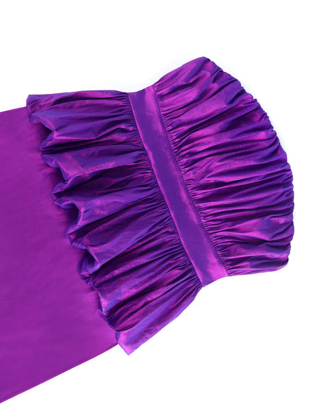 ONTINVA Shiny Women Tube Top Purple Long Evening Party Dress Sexy Strapless Folds Ruffle Bodycon Slit African Female Cocktail Prom Gowns