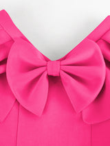 ONTINVA Sheath Dress Women Ruffle Bow V Neck Slim Elegant Summer Celebrate Midi Birthday Cocktail Event Prom Party Gowns African