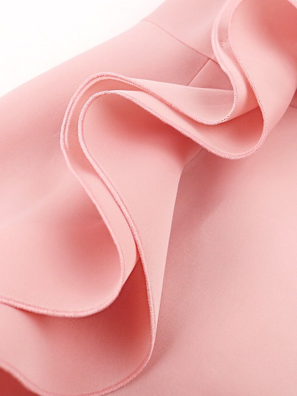 ONTINVA Pink Sleeveless Spaghetti Straps Big Flower Ruffles Long Party Dress