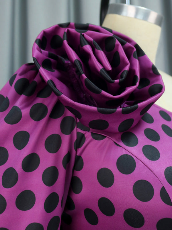 ONTINVA Polka Dot Printed Jumpsuit Plus Size One Shoulder