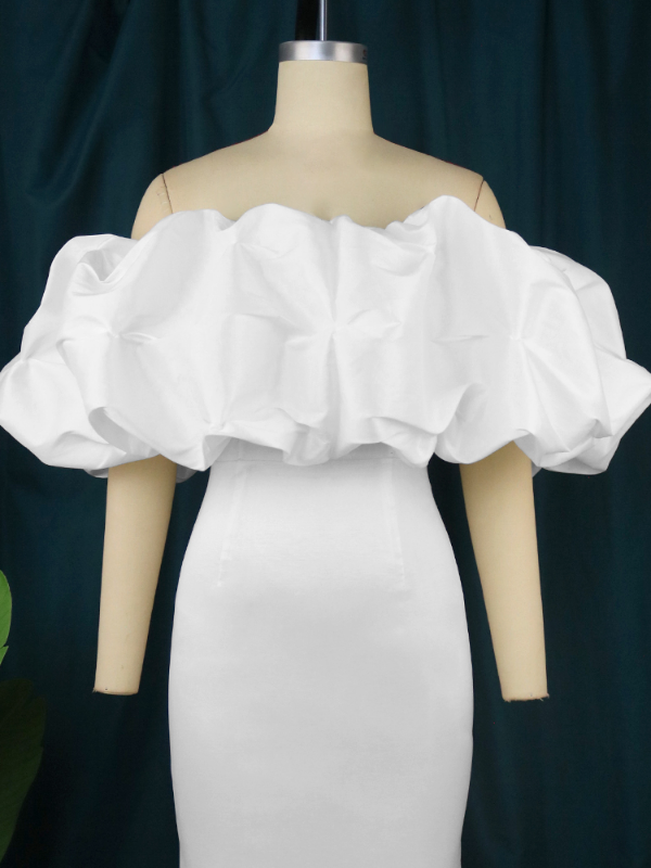 ONTINVA Plus Size Off Shoulder Ruffles Wedding Dress