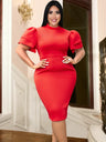 ONTINVA Women O Neck Ruffles Bodycon Dresses