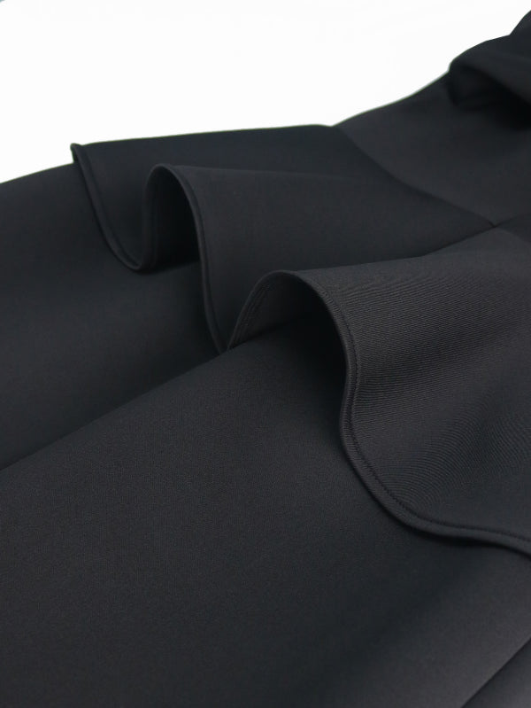 ONTINVA Maxi Dress Long Sleeve Peplum New in Black Long Bodycon Dress Formal