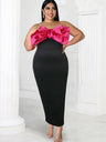 ONTINVA Black Strapless Big Bow Pencil Party Dress Women