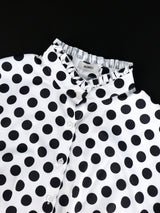 ONTINVA Black Polka Dot Printed Blouse Women Shirt Bowtie Lace Up Long Sleeve Button Up Tops Elegant Lady Office Work Casual Wear
