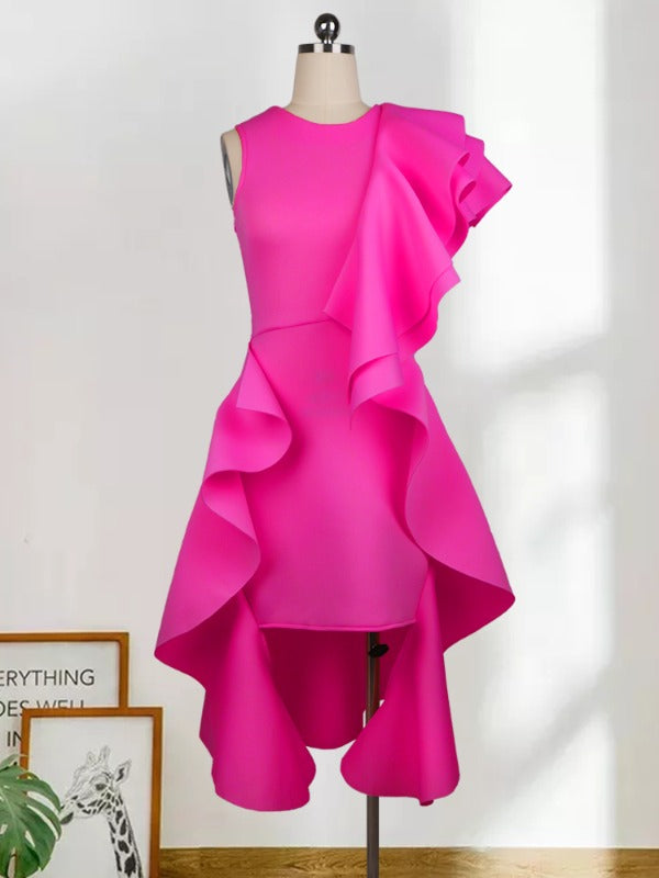 ONTINVA Women Irregular Ruffles Party Dresses Mini