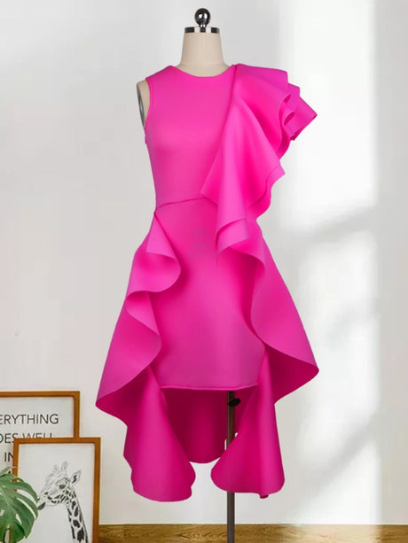 ONTINVA Women Irregular Ruffles Party Dresses Mini