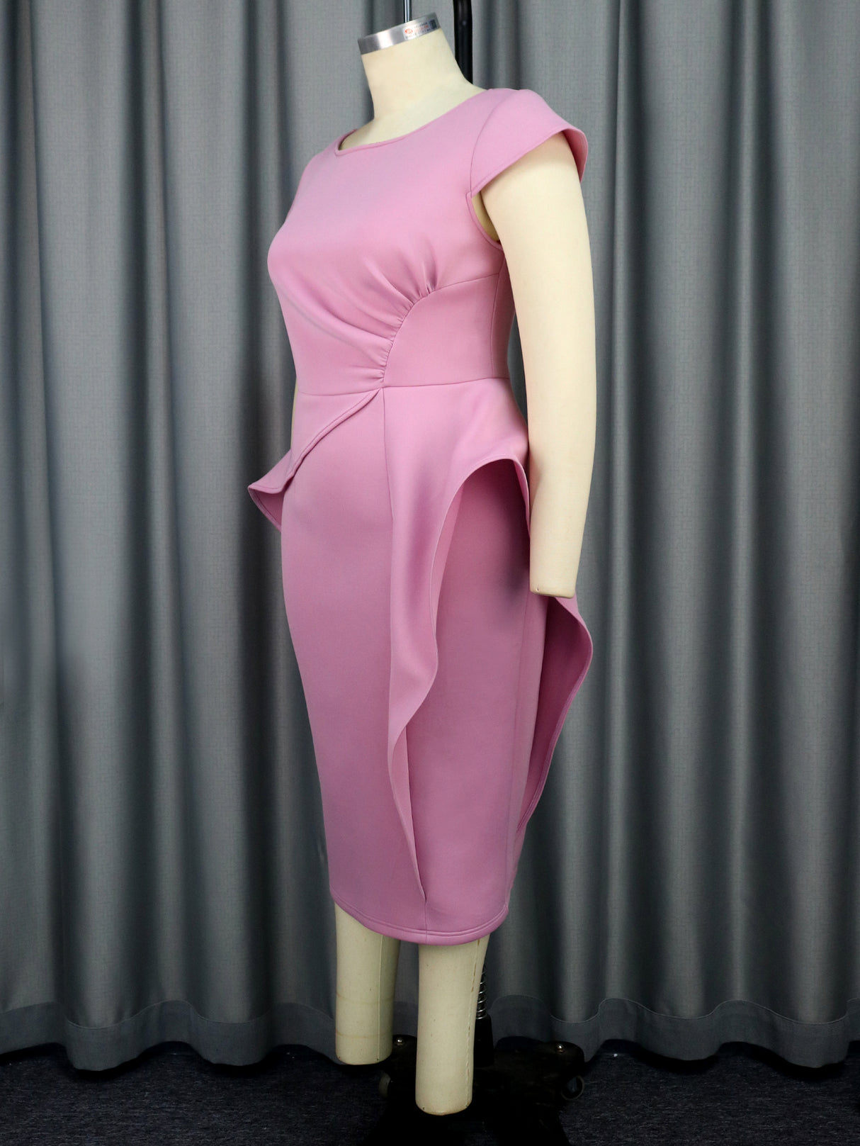 ONTINVA Elegant Peplum Ruffle Party Dress Midi