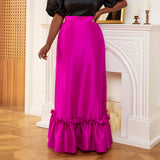 ONTINVA Women High Waist Rose Skirt Christmas Elegant Slim Ruffles Classy Saias Jupe Salads Femme Office Ladies Date Out 2023 New
