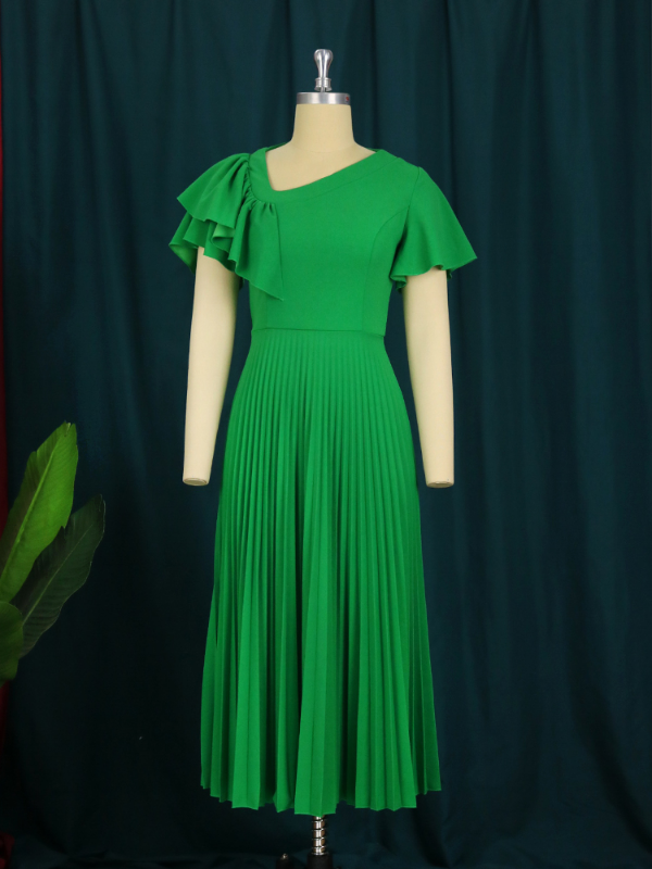 ONTINVA Women Pleated  A Line Midi Dresses For Office Lady