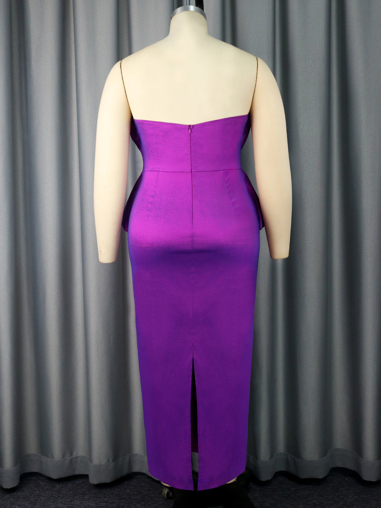 ONTINVA Shiny Women Tube Top Purple Long Evening Party Dress Sexy Strapless Folds Ruffle Bodycon Slit African Female Cocktail Prom Gowns