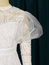 ONTINVA Puffy Long Sleeve Elegant Lace Bodycon Women Wedding Dress