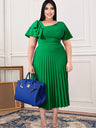 ONTINVA Women Pleated  A Line Midi Dresses For Office Lady