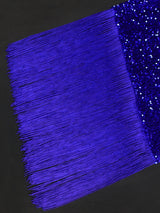 ONTINVA Women Dress Velvet Shiny Glitter Sequin Long Sleeve  Feather Tassel Autumn Package Hip Celebrate Occasion Birthday African Gown