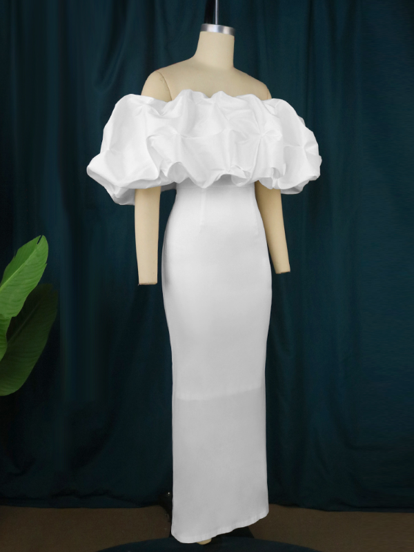 ONTINVA Plus Size Off Shoulder Ruffles Wedding Dress