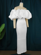 ONTINVA Plus Size Off Shoulder Ruffles Wedding Dress