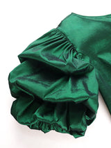 ONTINVA Women Jumpsuit High Waist Puff Sleeve Green Shiny Skew Collar Christmas Slim Elegant Summer Fashion Party Elegant New 2023