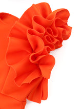 ONTINVA Orange Ruffle Flower Mermaid Dresses Midi