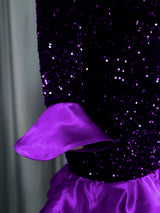 ONTINVA Sequins Velvet Mermaid Dress Midi Long Flare Sleeve Patchwork