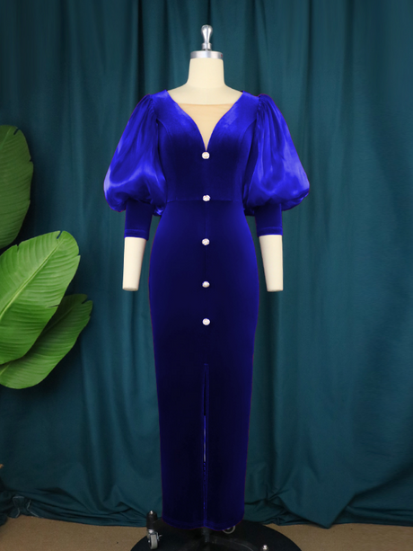 ONTINVA V-Neck Velvet Vintage Party Dress