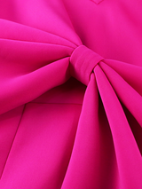 ONTINVA Rose V Neck  Big Bow Slit  Long Party Dress