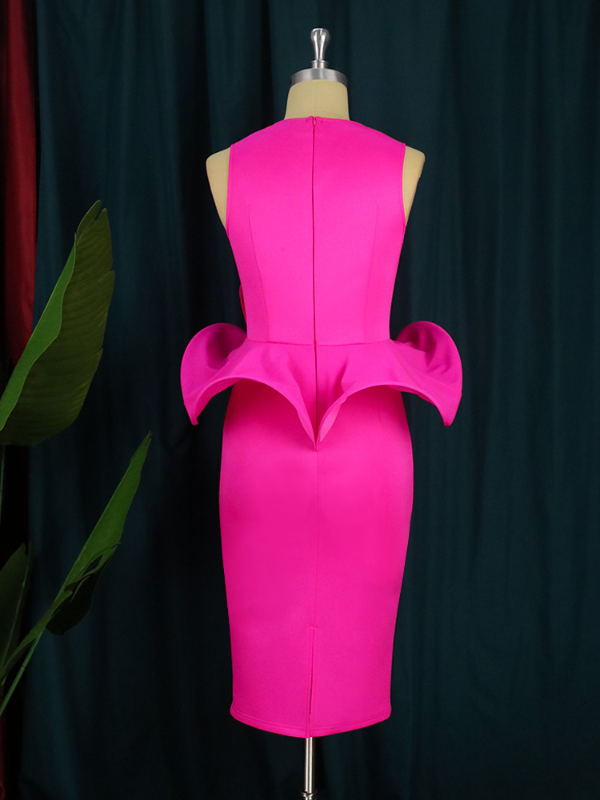 ONTINVA V Neck Ruffles Sleeveless Bodycon Dresses