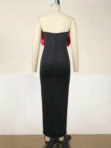 ONTINVA Black Strapless Big Bow Pencil Party Dress Women
