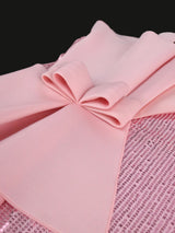 ONTINVA Elegant Pink Evening Off Shoulder Sequins Dress