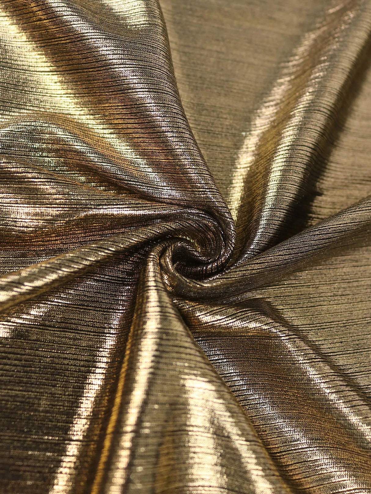 ONTINVA Gold Shiny Bronzing Evening One Shoulder Pleated Dress